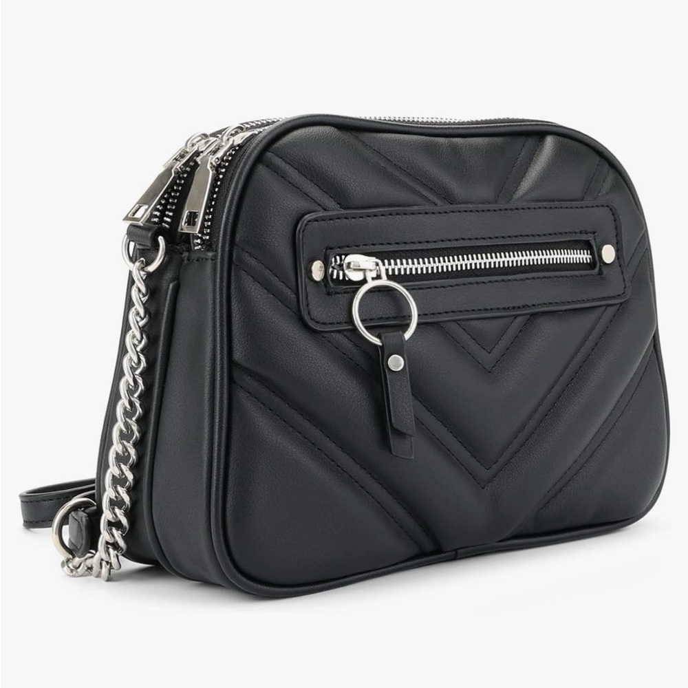 Zipper Pocket Crossbody Bag Shoulder Purse Fashion with Multi Pockets(Black)